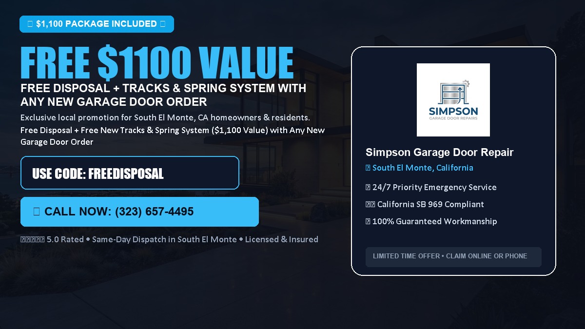 Free Disposal + Free New Tracks & Spring System with Any New Garage Door Order ($1100 Value) in South El Monte, CA